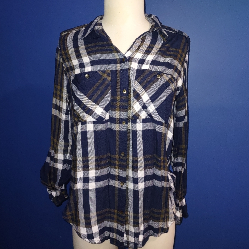 4/$20 EUC Dynamite Plaid Button Up Shirt Sz S